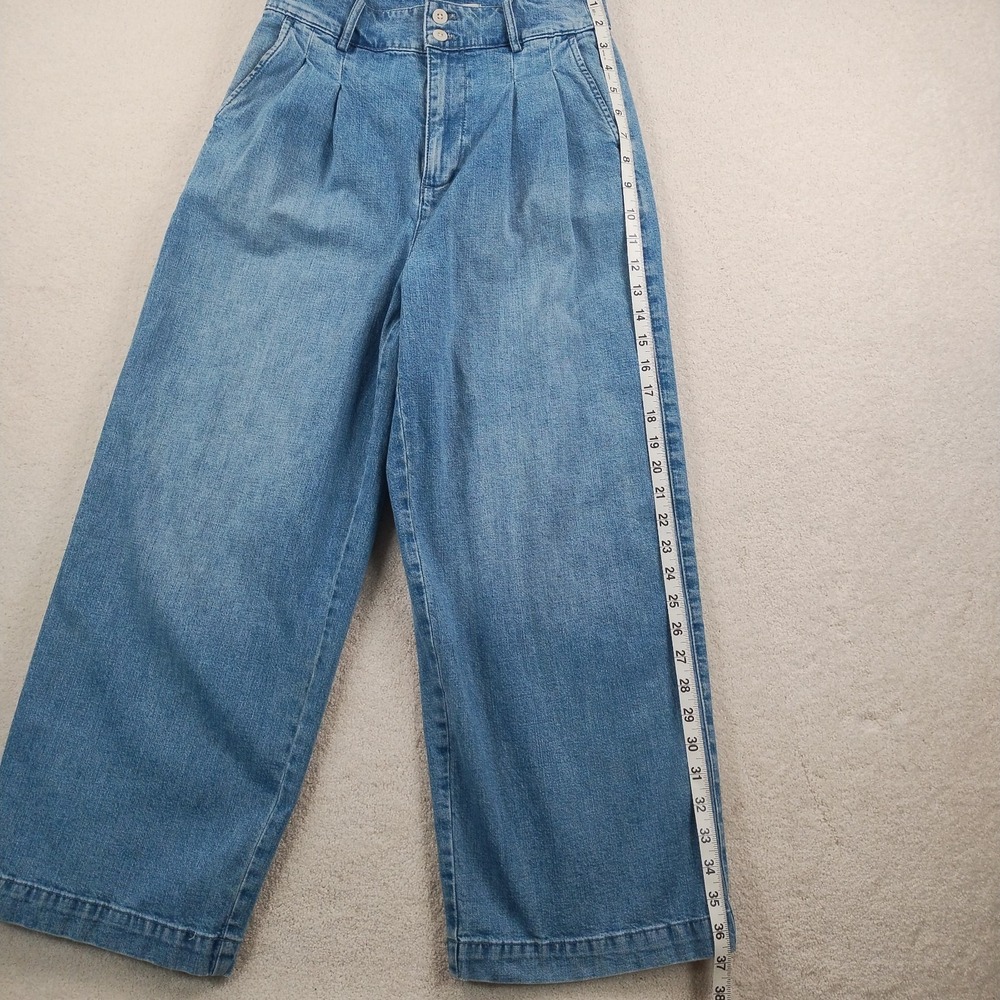 Madewell Pleated Wide-Leg Jeans Women's Size 2 Kinnon Wash Baggy Ankle Crop EUC - Picture 13 of 16